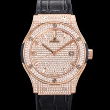 레플리카 [휴블렛] 남성용 클래식 퓨전 565.OX.9010.LR.1704 다이아몬드 셋팅 큐빅/보석 다이얼 18K로즈골드 42미리 오토매틱 2892 타입 가죽/우레탄 믹스밴드 hub2127  