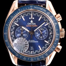 레플리카 [오메가] 남성용 스피드마스터 329.53.44.51.03.001 18K 로즈골드 레이싱 코-액시얼 마스터 크로노미터 타키미터 크로노그래프 블루 다이얼 일본 수입산 쿼츠 무브먼트 OMG05041  
