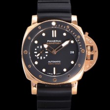 레플리카 [파네라이] 남성용 서브머시블 골드테크™ PAM02164 오토매틱 Cal P. 900 타입 42mm 18K 로즈골드 우레탄 블랙 다이얼 pan5209  