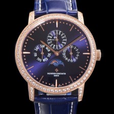 레플리카 [바쉐런콘스탄틴] 남성용 패트리모니 다이아셋팅 로즈골드 논페이즈 오토매틱 1120타입 41mm 가죽줄 블루다이얼 vac4606  