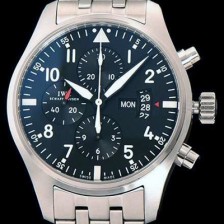 레플리카 [아이더블유씨] 남성용 파일럿 크로노그래프 3777 43mm ZF사 1:1 베스트 에디션 블랙 다이얼 스틸 브레이슬릿 A7750 IWC0223  