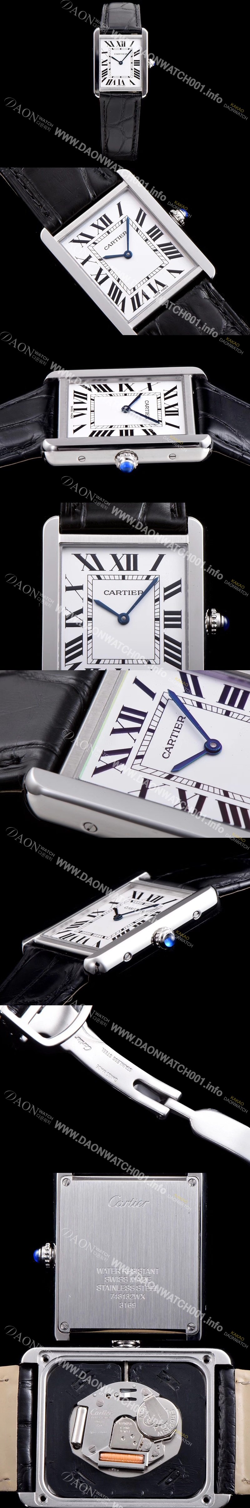 레플리카 [까르띠에] 남성용 탱크 로마 인덱스 화이트 다이얼 커플용 쿼츠 무브먼트 CAR0504