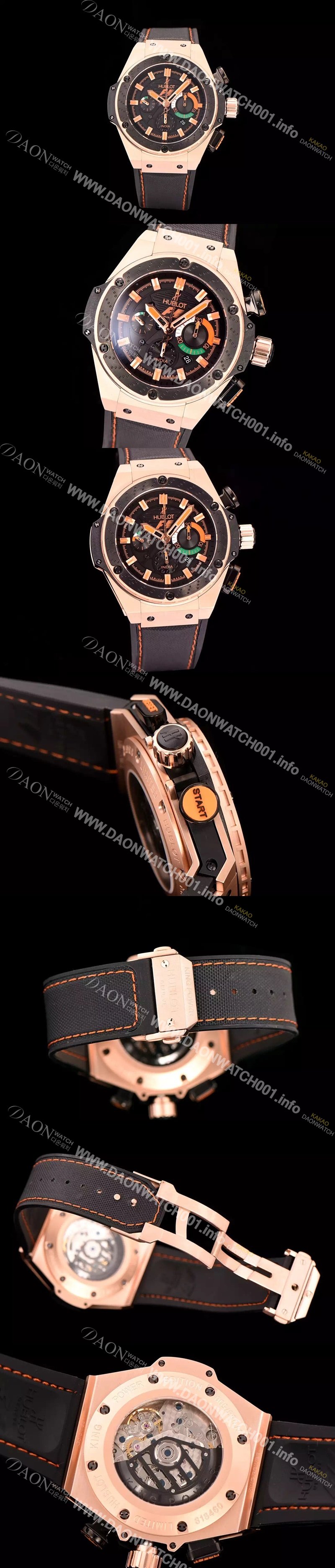 레플리카 [휴블렛] 남성용 빅뱅 킹파워 F1 48mm 버전 블랙 다이얼 오토매틱 무브먼트 HUB0450