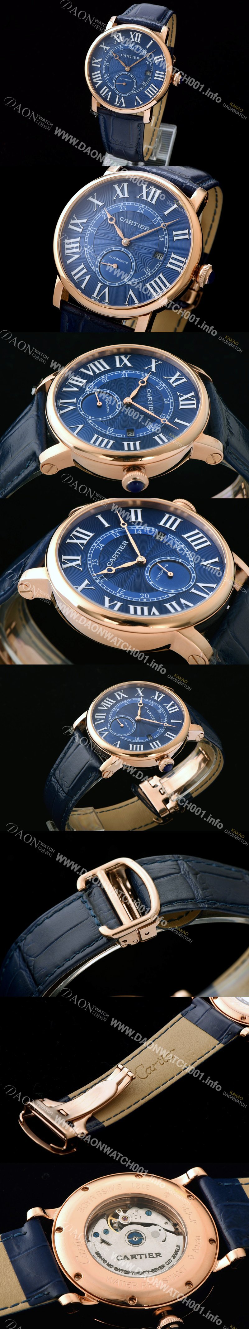 레플리카 [까르띠에] 남성용 롱드 솔로 드 까르띠에 로즈골드 블루 다이얼 오토매틱 무브먼트 CAR0535