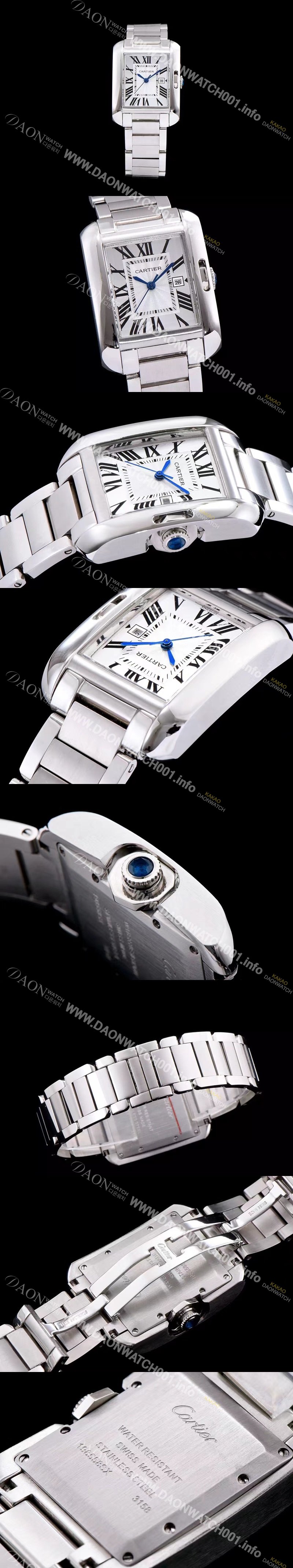 레플리카 [까르띠에] 남성용 탱크 화이트 다이얼 쿼츠 무브먼트 CAR0010