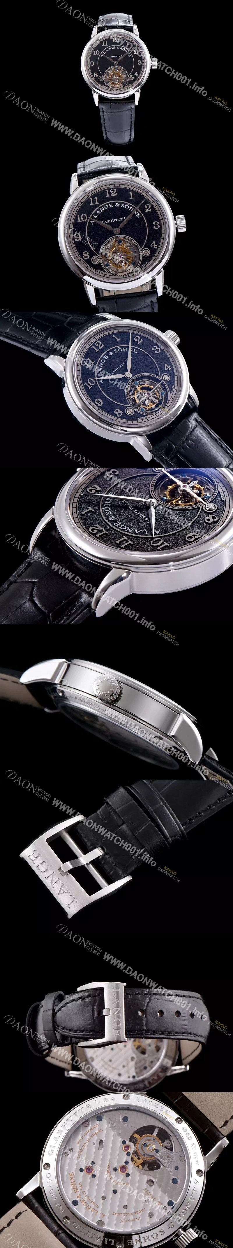 레플리카 [아랑게운트죄네] 남성용 Handwerkskunst 블랙 다이얼 투어빌론 무브먼트 LAN4200