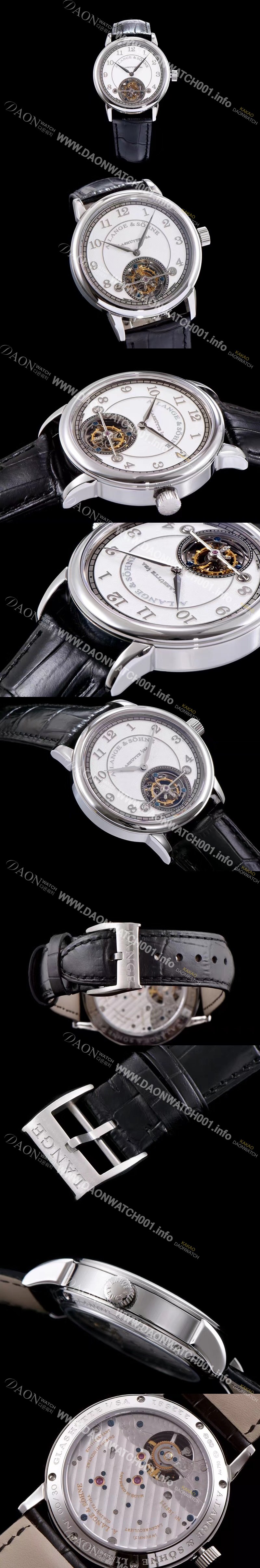 레플리카 [아랑게운트죄네] 남성용 Handwerkskunst 화이트 다이얼 투어빌론 무브먼트 LAN4203