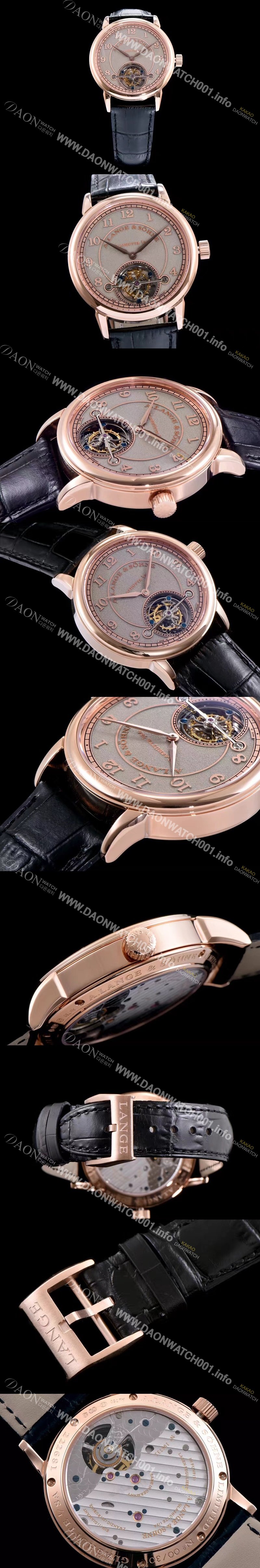 레플리카 [아랑게운트죄네] 남성용 Handwerkskunst 그레이 다이얼 투어빌론 무브먼트 LAN4200