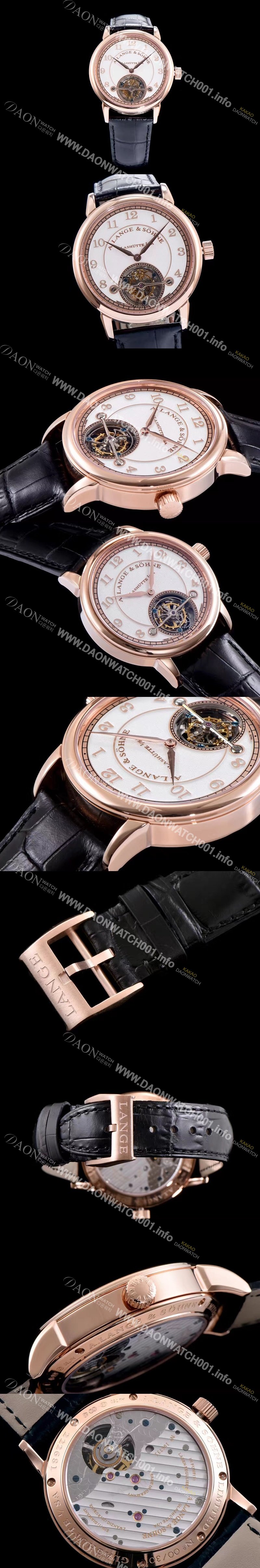 레플리카 [아랑게운트죄네] 남성용 Handwerkskunst 화이트 다이얼 투어빌론 무브먼트 LAN4205