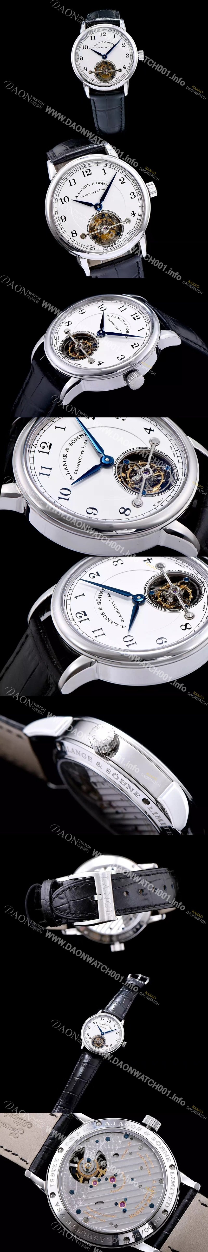 레플리카 [아랑게운트죄네] 남성용 Handwerkskunst 화이트 다이얼 투어빌론 무브먼트 LAN4240