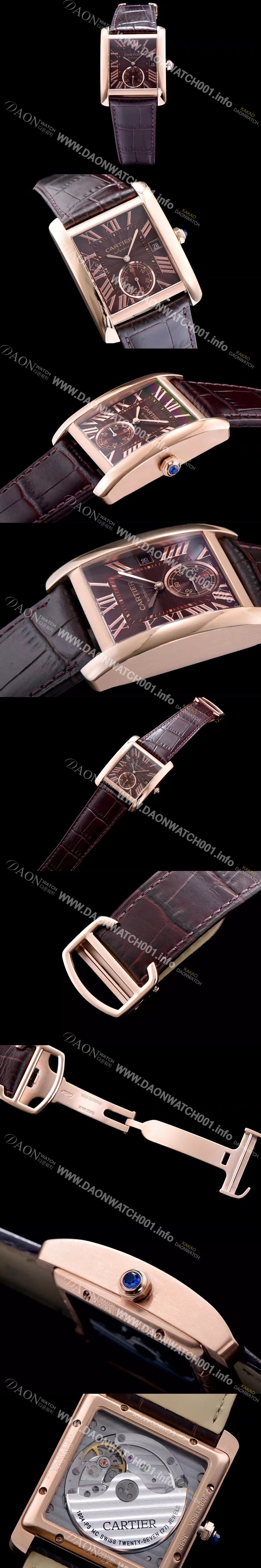 레플리카 [까르띠에] 남성용 탱크 브라운 다이얼 오토매틱 무브먼트 CAR0012