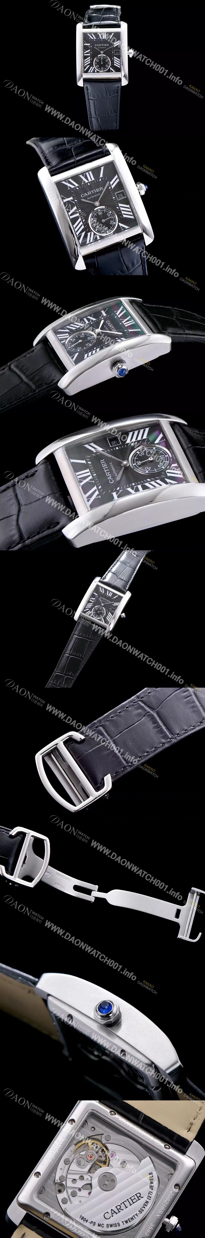 레플리카 [까르띠에] 남성용 탱크 블랙 다이얼 오토매틱 무브먼트 CAR0013