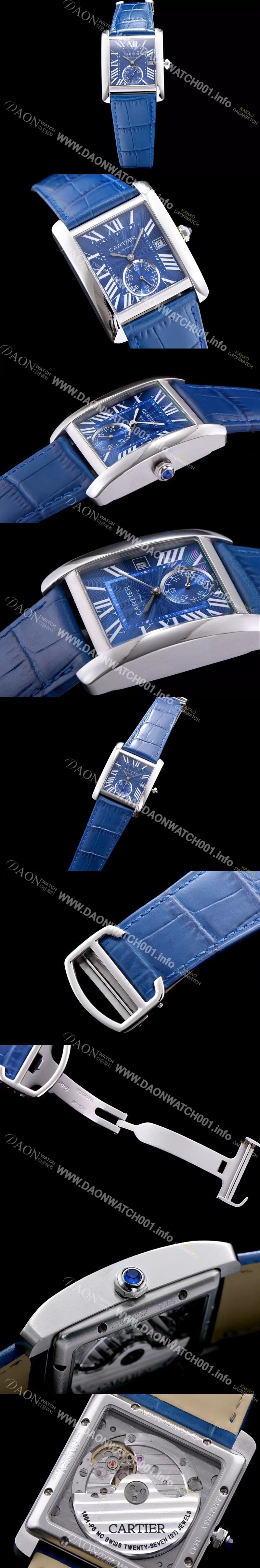 레플리카 [까르띠에] 남성용 탱크 블루 다이얼 오토매틱 무브먼트 CAR0010