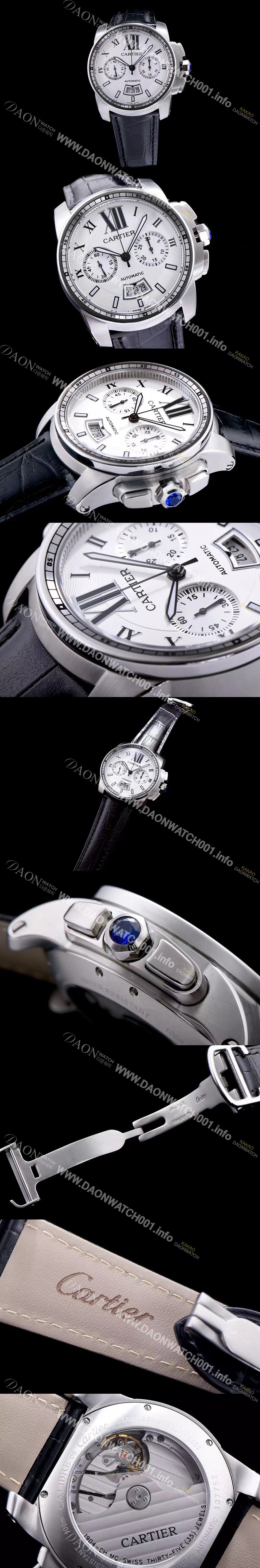 레플리카 [까르띠에] 남성용 칼리브더 까르띠에 화이트 다이얼 오토매틱 무브먼트 CAR0017