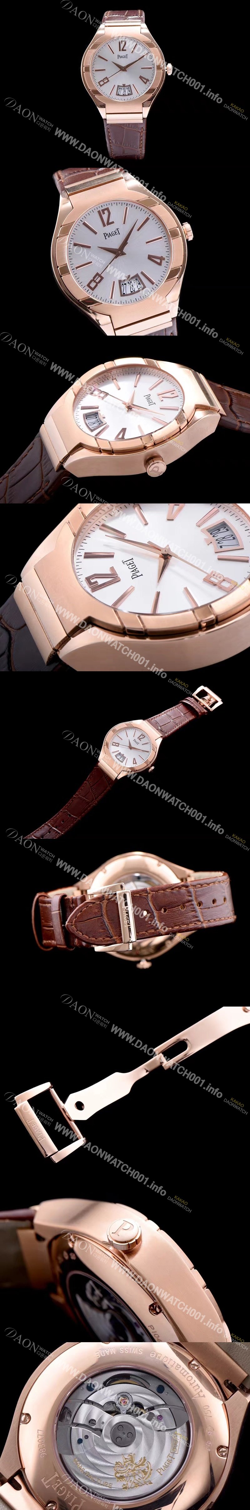 레플리카 [피아제] 남성용 폴로 G0A31149 라지 3데이트 화이트&실버 썬더스트 다이얼 오토매틱 무브먼트 PIA4200