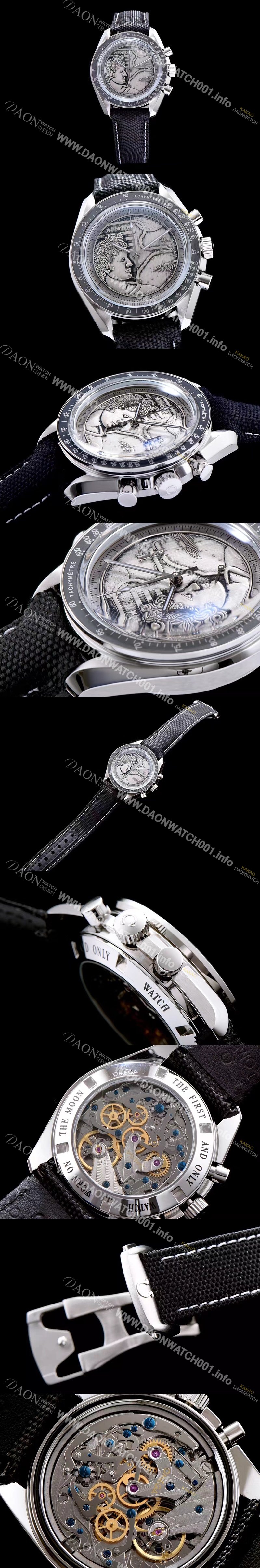 레플리카 [오메가] 남성용 스피드마스터 그레이 다이얼 핸드 와인딩 무브먼트 OMG0010