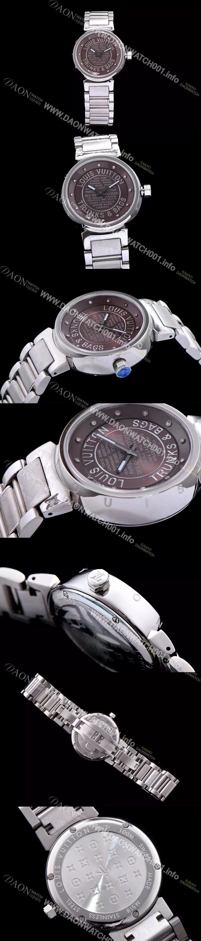 레플리카 [루이비통] 남성용 탕부르 브라운 다이얼 쿼츠 무브먼트 LOU4200