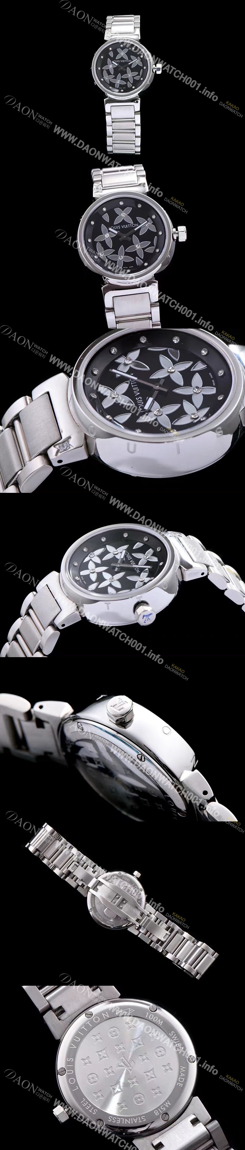 레플리카 [루이비통] 남성용 탕부르 블랙 다이얼 쿼츠 무브먼트 LOU4202