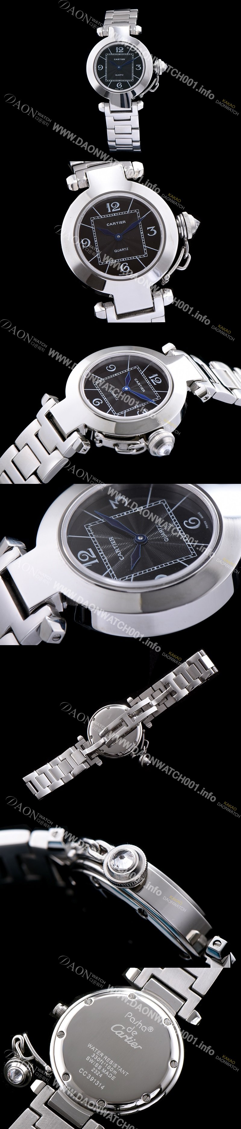 레플리카 [까르띠에] 남성용 파샤 블랙 다이얼 스위스 쿼츠 무브먼트 CAR0501