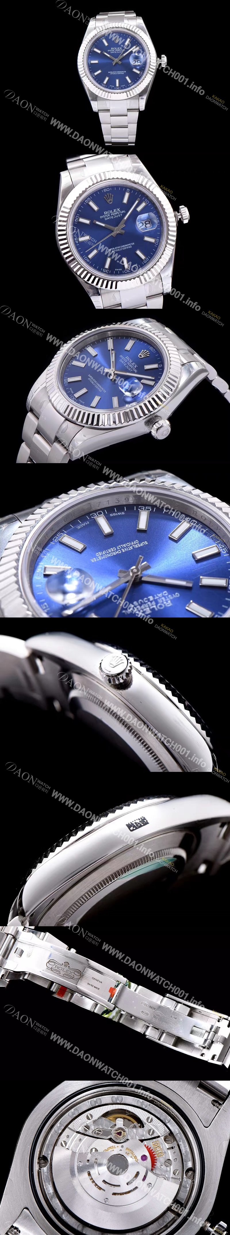 레플리카 [로렉스] 남성용 데이져스트 스위스 3136 오토매틱 무브먼트 블루 다이얼 ROL0104