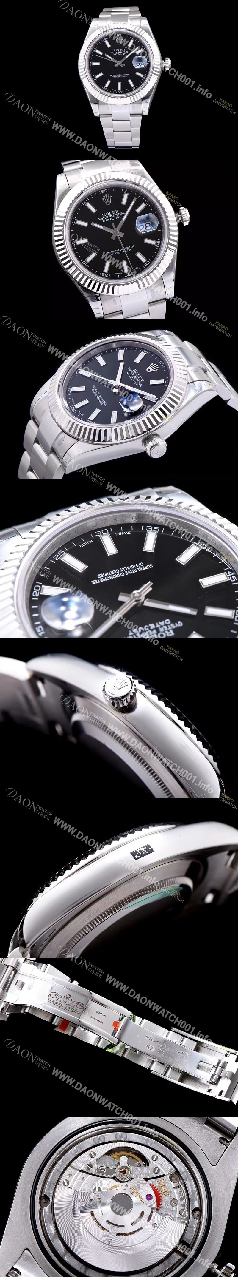 레플리카 [로렉스] 남성용 데이져스트 스위스 3136 오토매틱 무브먼트 블랙 다이얼 ROL0101