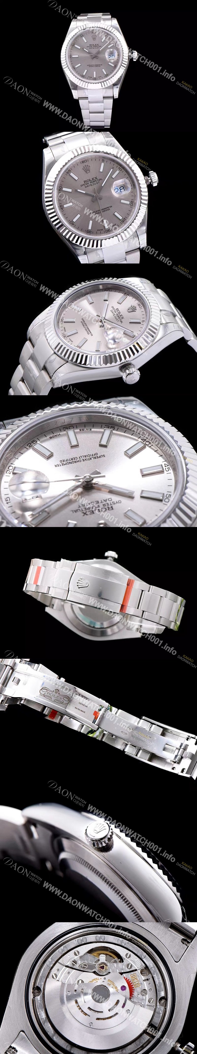 레플리카 [로렉스] 남성용 데이져스트 스위스 3136 오토매틱 무브먼트 실버다이얼 ROL0100