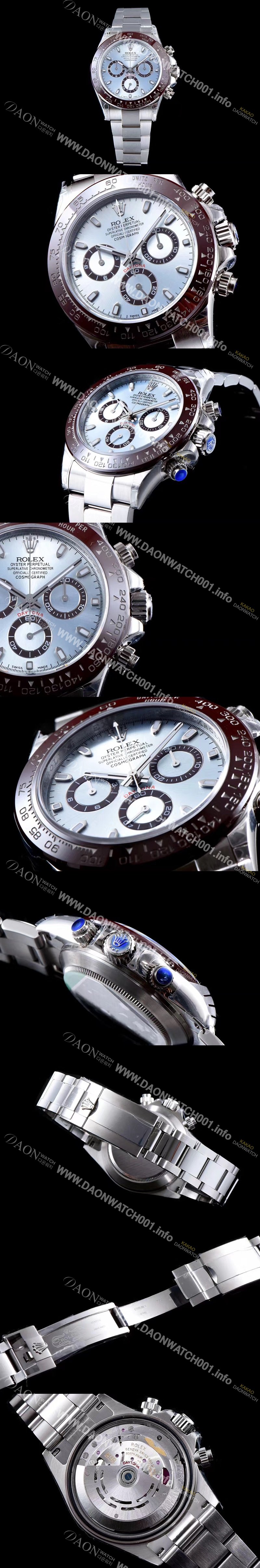 레플리카 [로렉스] 남성용 업버전! 크로노그래프 데이토나 116506 아이스 블루 다이얼 브라운 컬러 모노블록 세라크롬Cerachrom 베젤 오토매틱 무브먼트 ROL0100