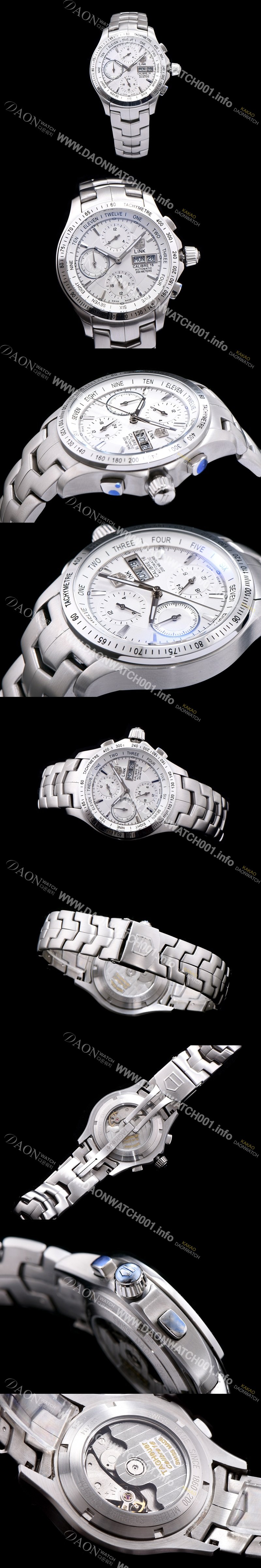 레플리카 [테그호이어] 남성용 링크 시리즈 칼리버 16 크로노그래프 화이트 다이얼 오토매틱 무브먼트 TAG0230