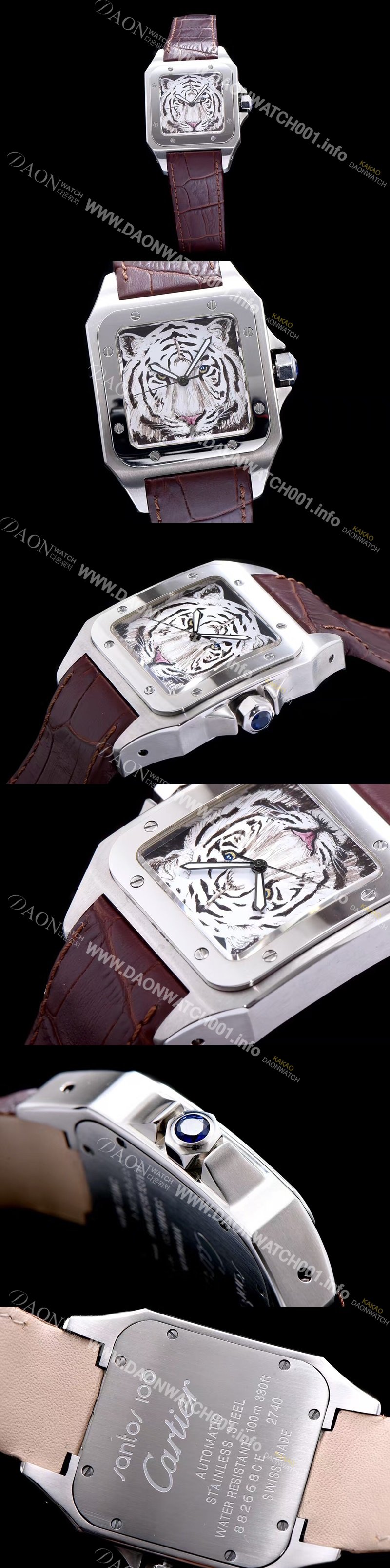 레플리카 [까르띠에] 남성용 산토스 시리즈 백호 다이얼 쿼츠 무브먼트 CAR0503