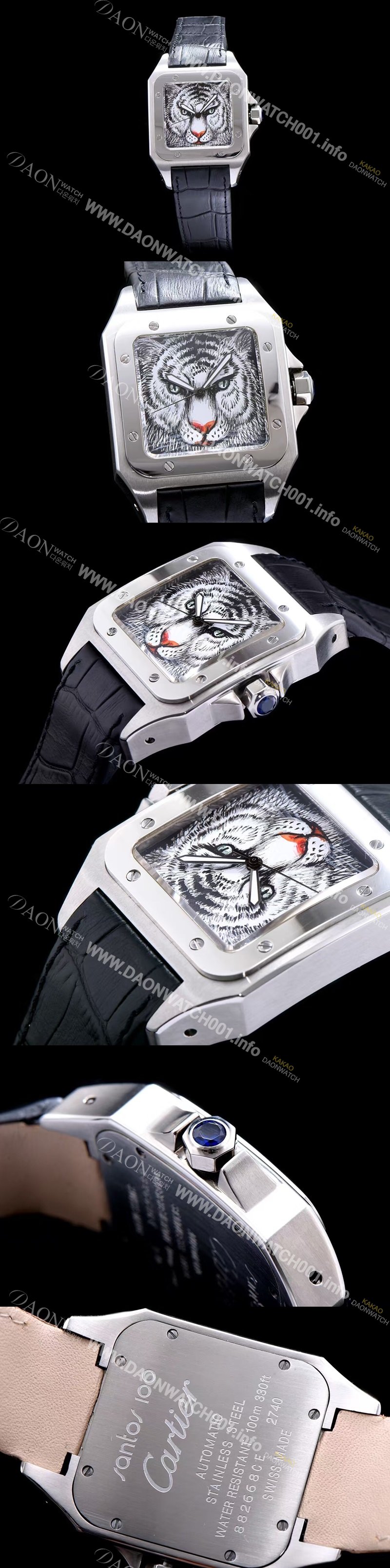 레플리카 [까르띠에] 남성용 산토스 시리즈 백호 다이얼 쿼츠 무브먼트 CAR0500