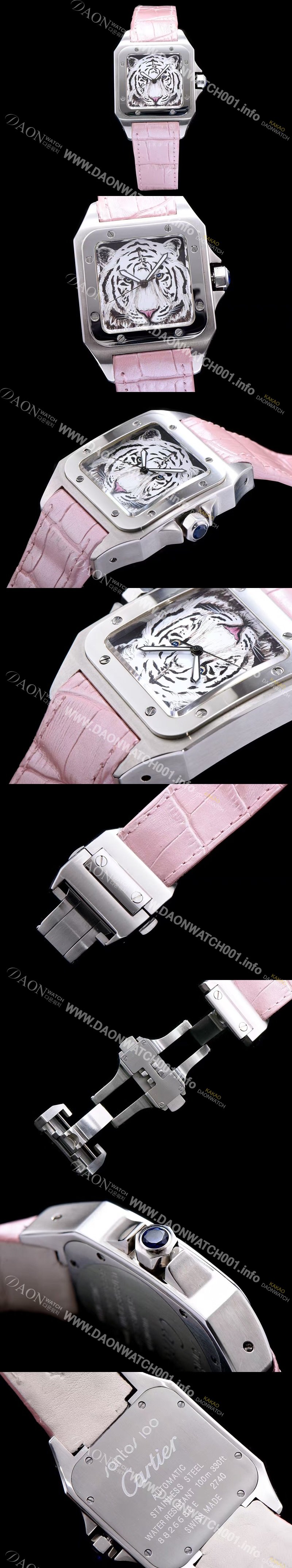 레플리카 [까르띠에] 남성용 산토스 시리즈 백호 다이얼 쿼츠 무브먼트 CAR0505