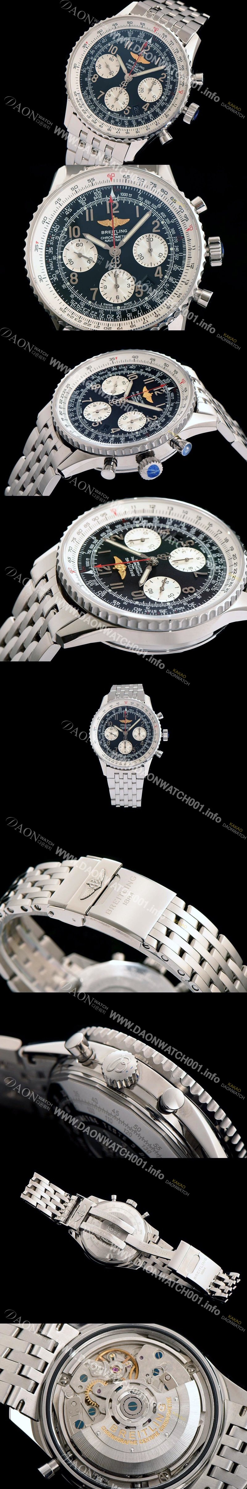 레플리카 [브라이틀링] 남성용 네비타이머 크로노그래프 블랙 다이얼 오토매틱 무브먼트 BRE0410