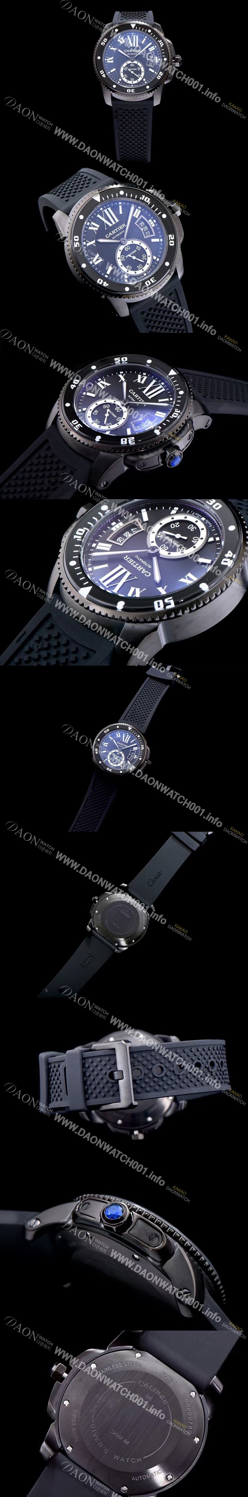 레플리카 [까르띠에] 남성용 칼리브 드 까르띠에 블랙 다이얼 오토매틱 무브먼트 CAR0500