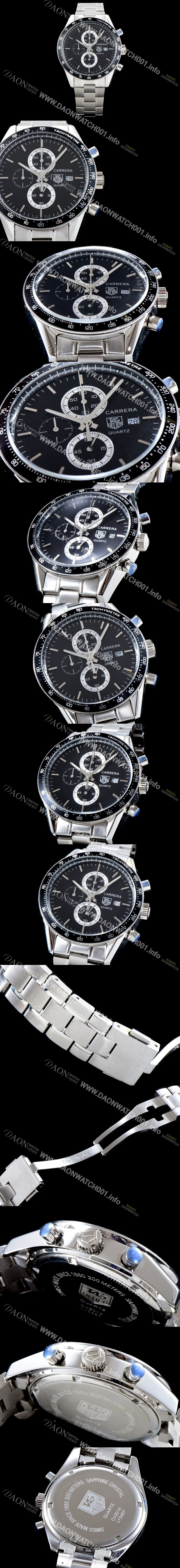 레플리카 [테그호이어] 남성용 까레라 블랙 다이얼 쿼츠 무브먼트 TAG0202