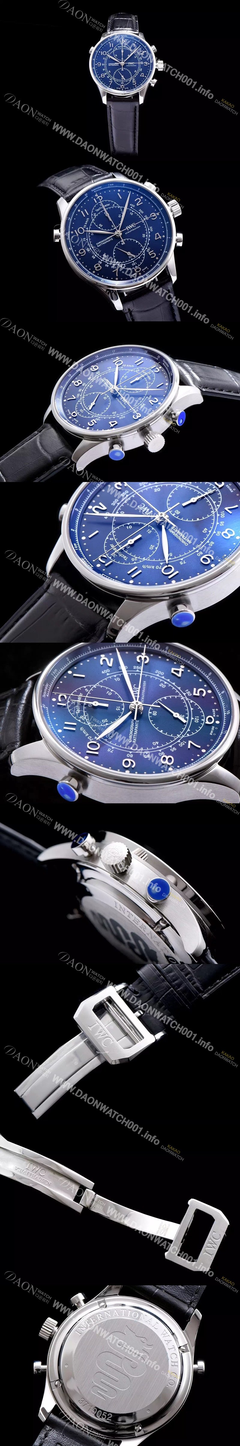 레플리카 [아이더블유씨] 남성용 포루투기즈 크로노그래프 블루 다이얼 오토매틱 무브먼트 IWC0205