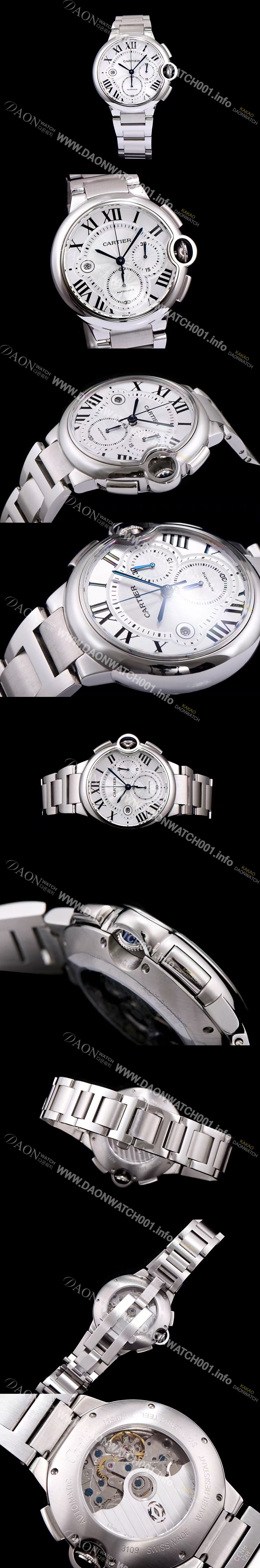 레플리카 [까르띠에] 남성용 발롱블루 드 까르띠에 W6920076화이트 다이얼 크로노그래프 7750-2 오토매틱 무브먼트 CAR0112