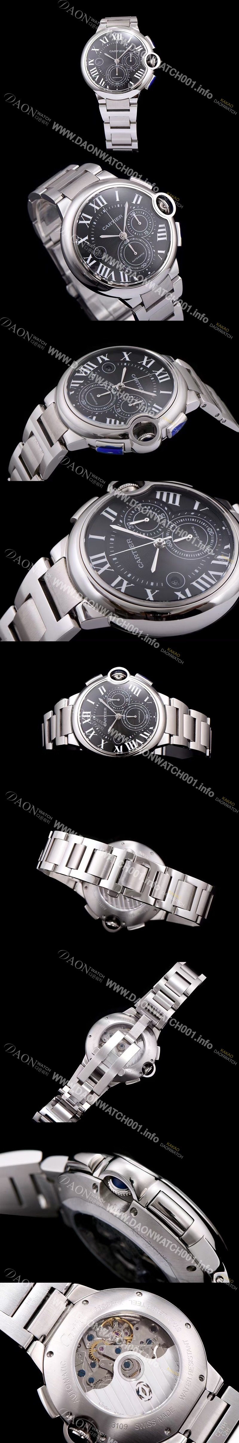 레플리카 [까르띠에] 남성용 발롱블루 드 까르띠에 W6920025블랙 다이얼 크로노그래프 7750-2 오토매틱 무브먼트 CAR0110