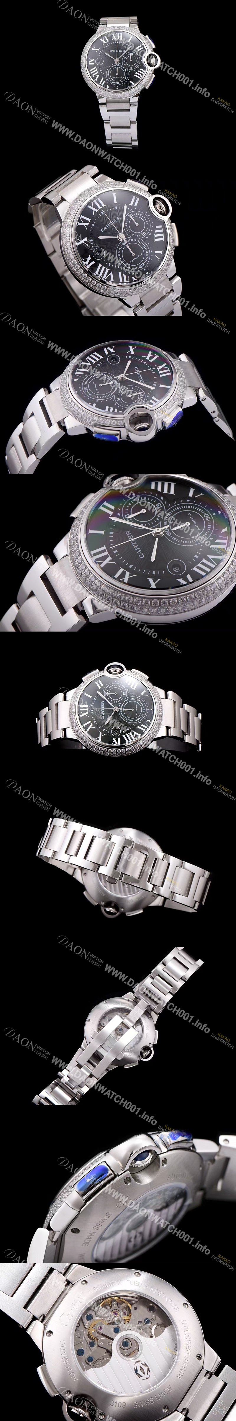 레플리카 [까르띠에] 남성용 발롱블루 드 까르띠에 WE902001블랙 다이얼 크로노그래프 7750-2 오토매틱 무브먼트 CAR0113