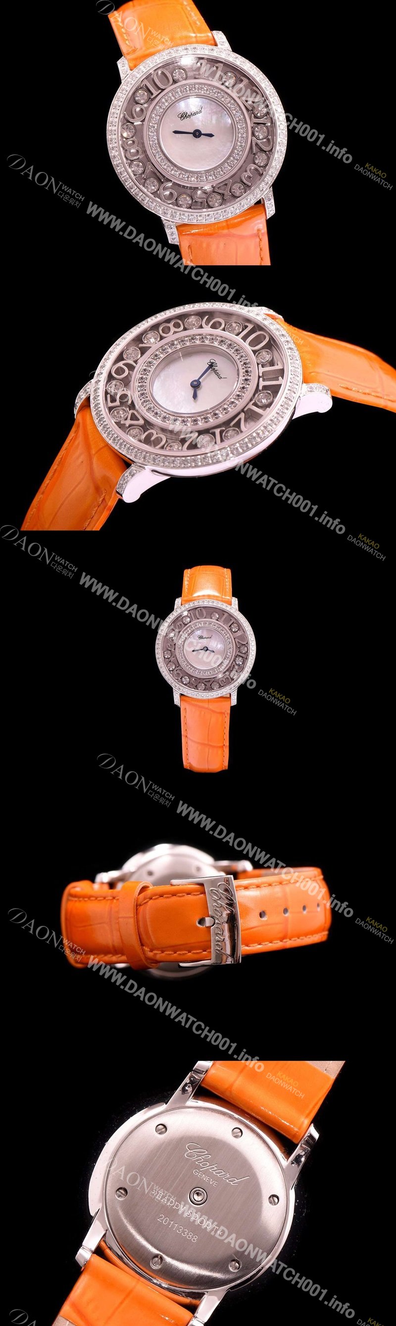 레플리카 [쇼파드] 여성용 해피 스포츠 화이트 쉘 다이얼 다이아몬드 주얼리 세팅 쿼츠 무브먼트 CHO0401