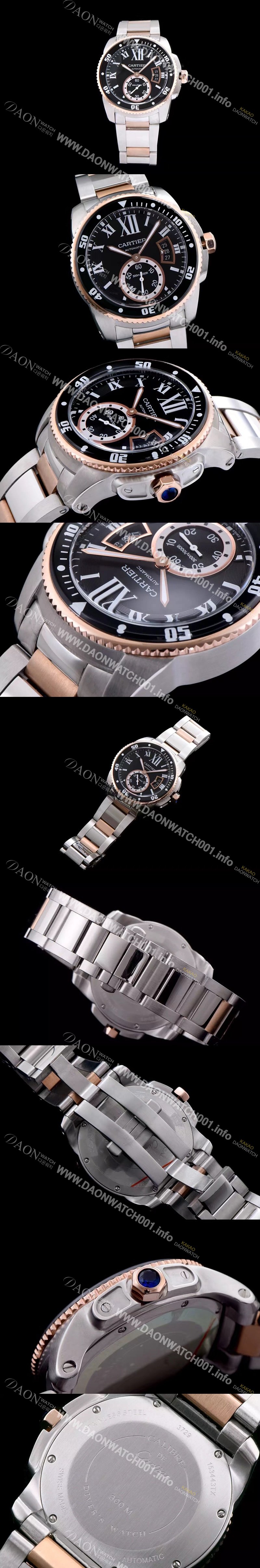 레플리카 [까르띠에] 남성용 칼리브 드 까르띠에 다이버 블랙 다이얼 오토매틱 무브먼트 CAR0103