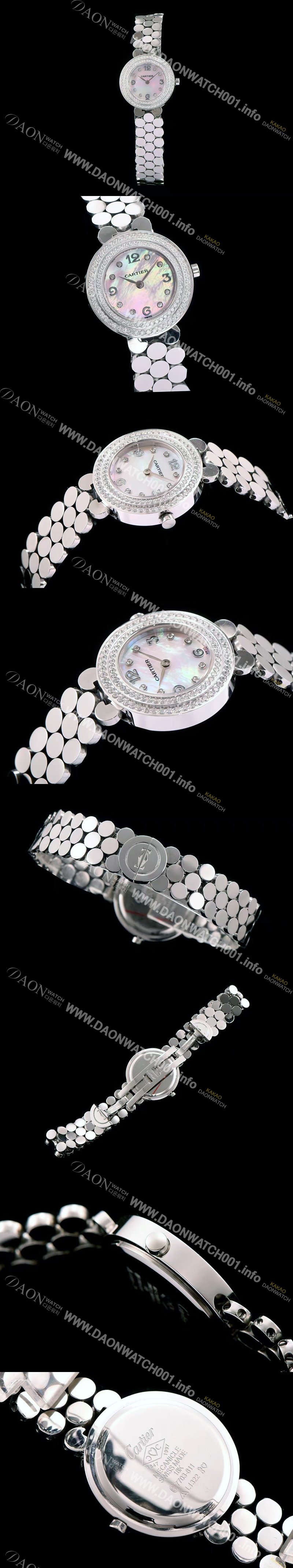 레플리카 [까르띠에] 여성용 하이 주얼리 워치 쉘 다이얼 다이아몬드 주얼리 세팅 쿼츠 무브먼트 CAR0100