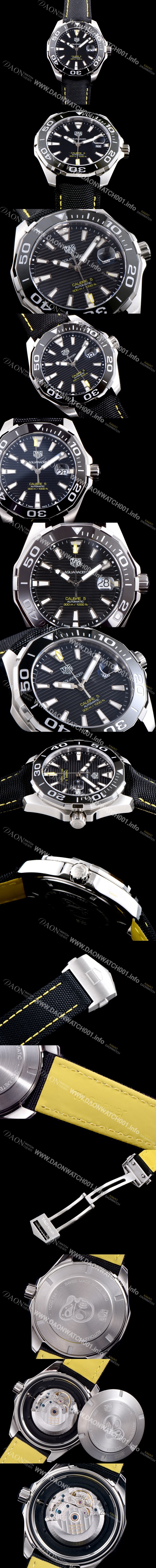 레플리카 [태그호이어] 남성용 아쿠아레이서 칼리버5 WAY201A.FT6142 블랙 다이얼 오토매틱 무브먼트 TAG0251