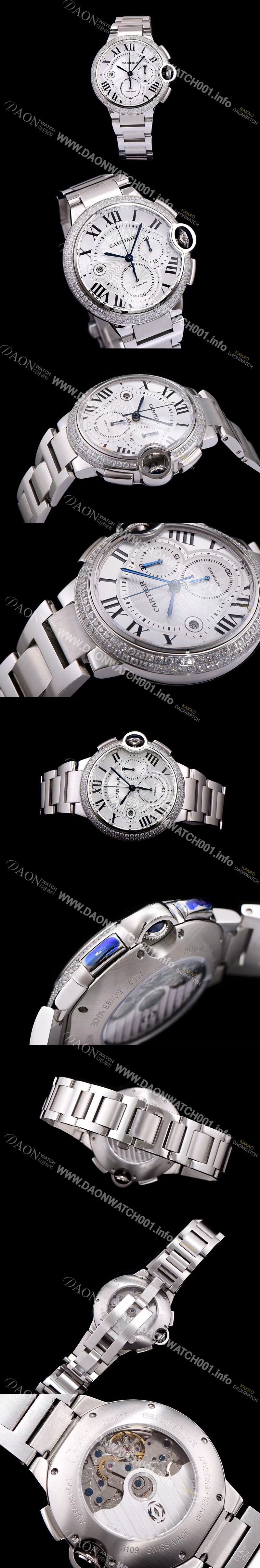 레플리카 [까르띠에] 남성용 발롱블루 드 까르띠에 WE902001화이트 다이얼 크로노그래프 업버전 7750-2 오토매틱 무브먼트 CAR0132