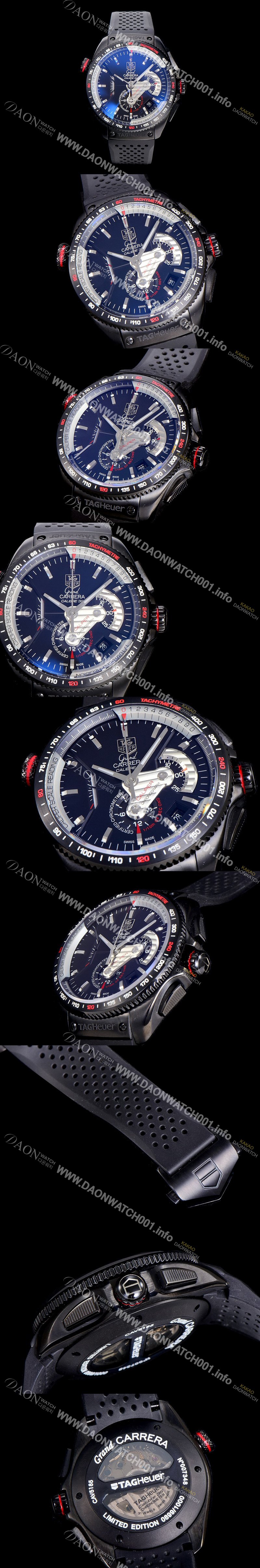 레플리카 [태그호이어] 남성용 까레라 칼리버 17 블랙 다이얼 오토매틱 무브먼트 TAG0250