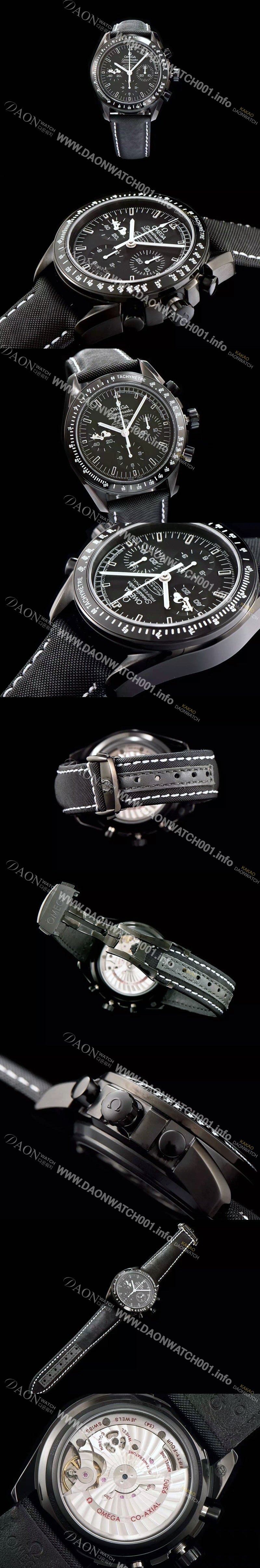 레플리카 [오메가] 남성용 스피드마스터 문워치 기념 리미티드 에디션 크로노그래프 블랙 세라믹 베젤 블랙 다이얼 오토매틱 무브먼트 OMG00006