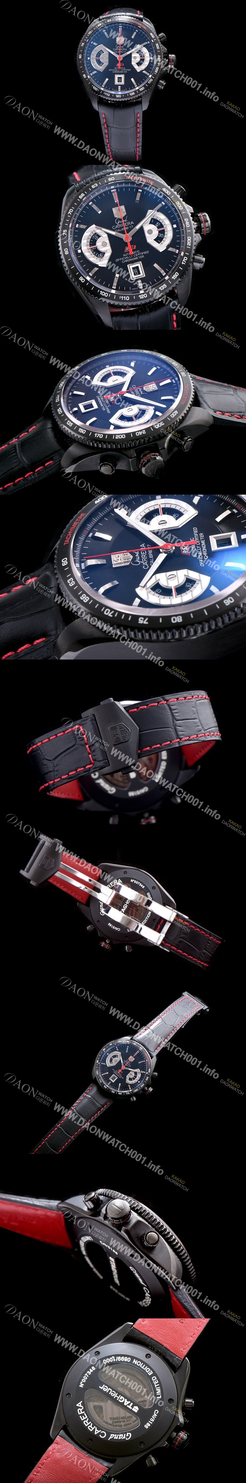 레플리카 [태그호이어] 남성용 그렌드 까레라 크로노그래프 칼리버 17 블랙 다이얼 ETA-7750 오토매틱 무브먼트 TAG0250