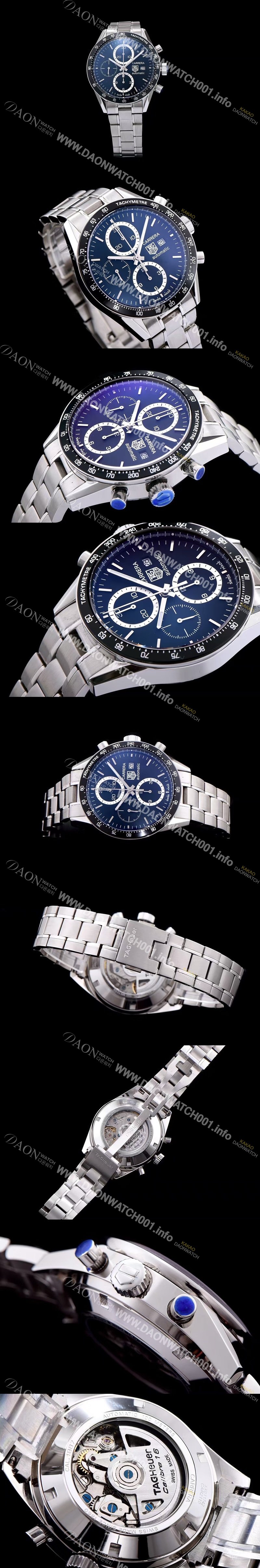 레플리카 [태그호이어] 남성용 그렌드 까레라 크로노그래프 칼리버 17 블랙 다이얼 ETA-7750 오토매틱 무브먼트 TAG0210