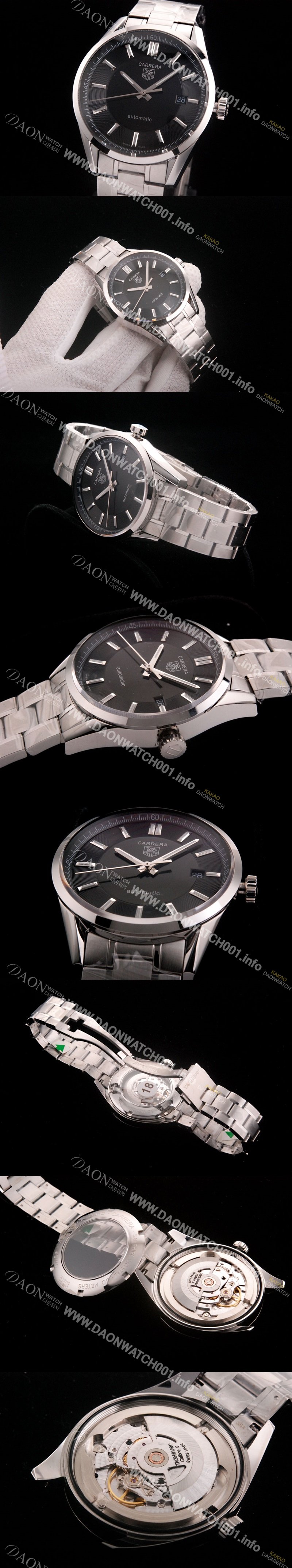 레플리카 [태그호이어] 남성용 까레라 칼리버5 39mm 블랙 다이얼 오토매틱 무브먼트 TAG0215