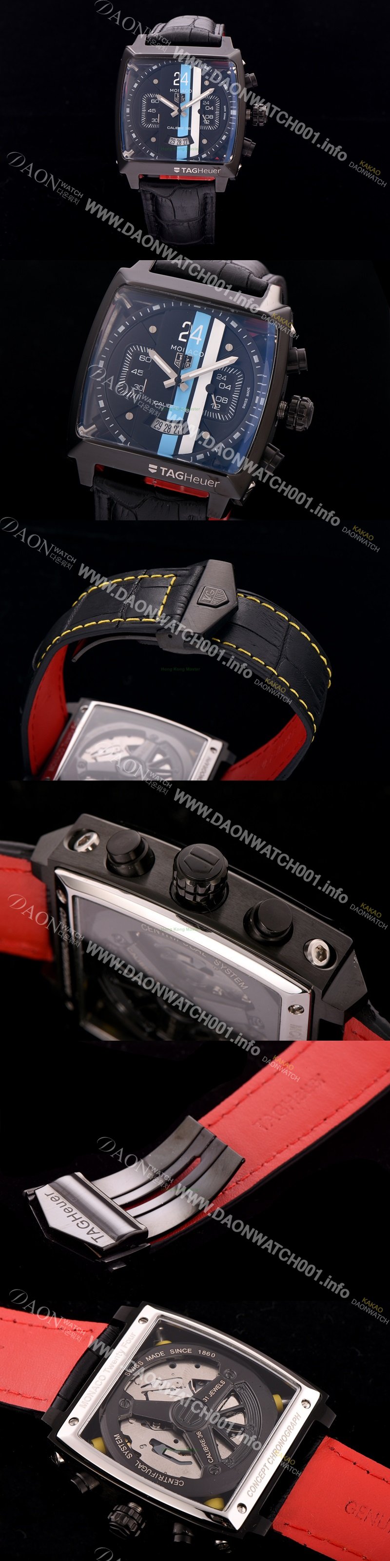 레플리카 [태그호이어] 남성용 뉴 모나코 컨셉트 24 크로노그래프 블랙 다이얼 스위스 쿼츠 무브먼트 TAG0205