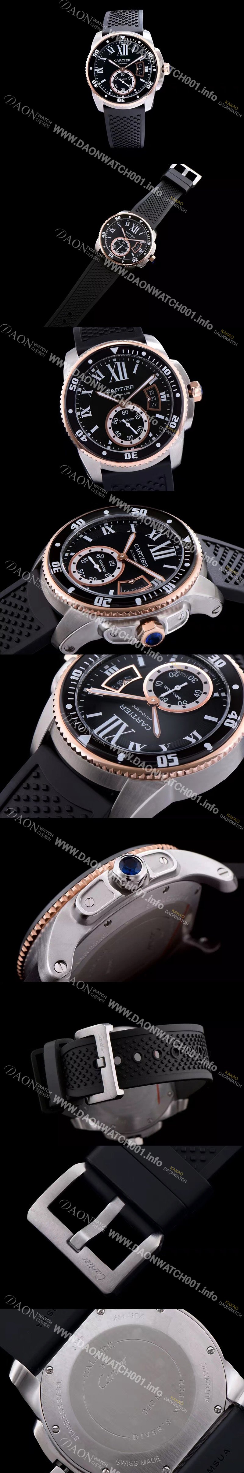 레플리카 [까르띠에] 남성용 칼리브 드 까르띠에 블랙 다이얼 오토매틱 무브먼트 CAR0502